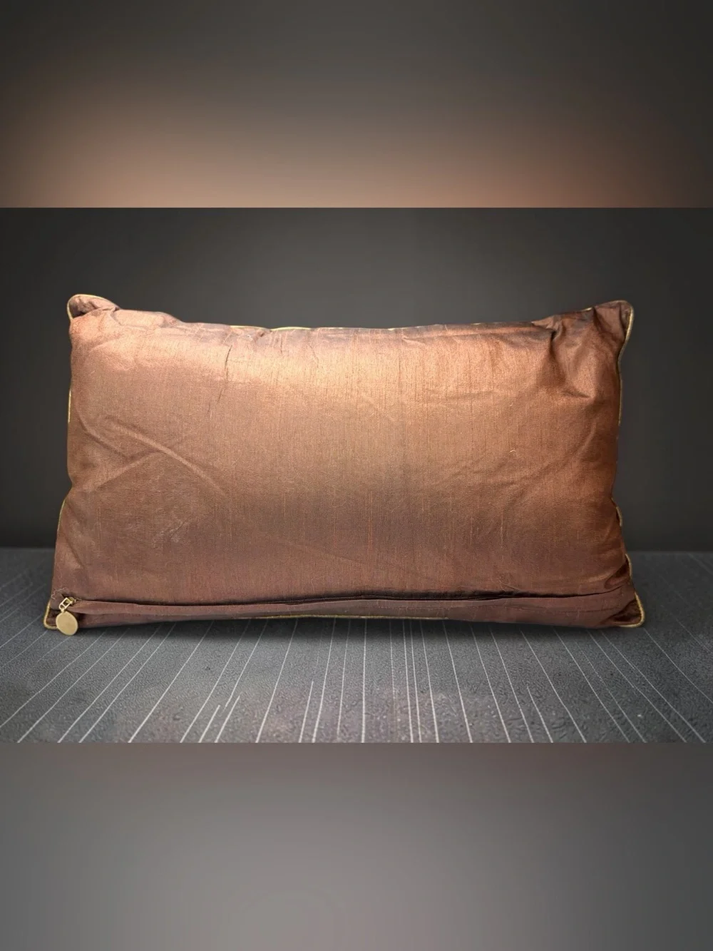 Pier 1 Imports Peacock Embroidered Sequin Lumbar Pillow 12x20 Teal Brown Gold